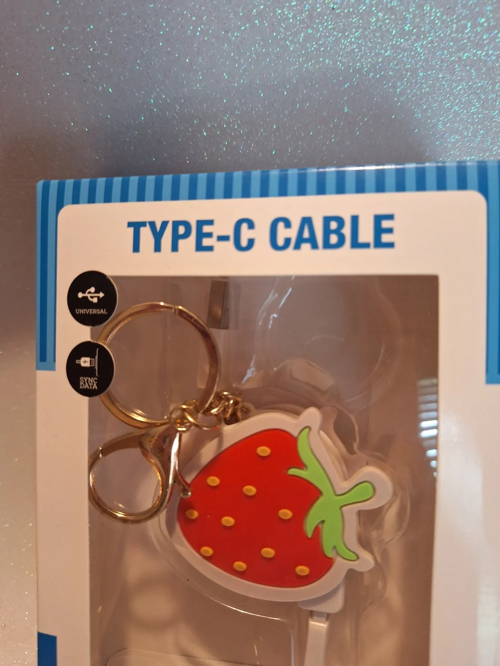Strawberry Retractable Type-C Cable White/Red NEW
